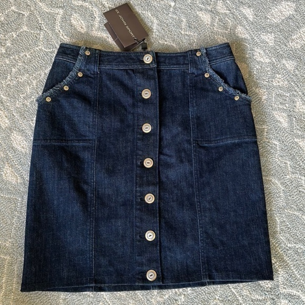 NWT st john button down jean skirt size 6